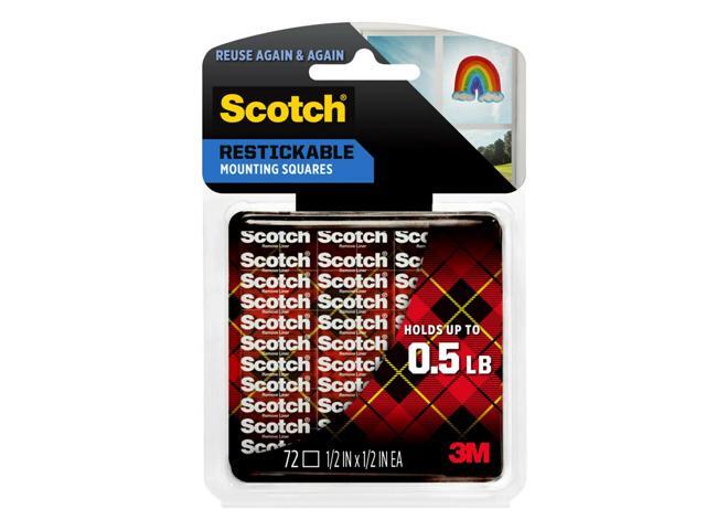 Scotch® Restickable Mounting Squares , 1/2 in x 1/2 in (1.27 cm x 1.27 cm) 72/pk