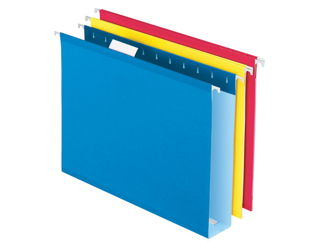 Office Depot Extra Capacity Box Bottom Hanging File Folders, 2in Expansion, Letter Size, Assorted Colors,12 pk, 411704OD