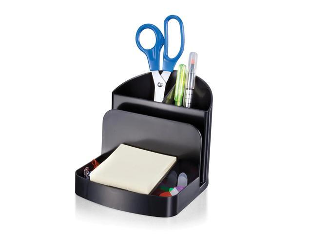 Brenton Studio 30% Recycled 3-Compartment Deluxe Desk Organizer, Black, 10403