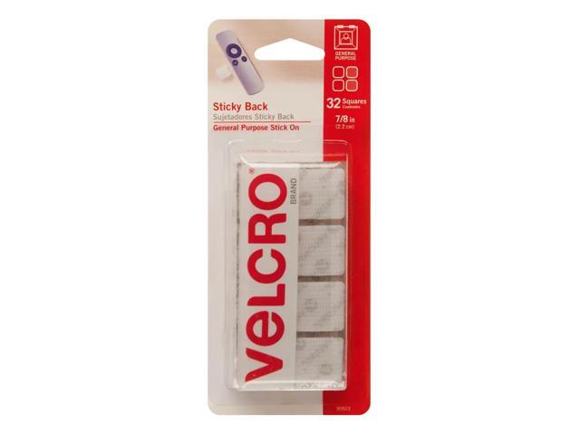 VELCRO Brand Sticky Back Fastener Squares, 7/8' x 7/8', White, Pack Of 32