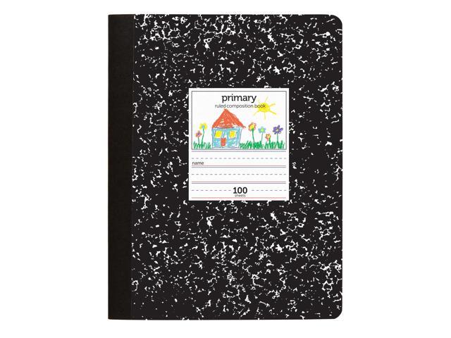 Office Depot Primary Marble Composition Book, 7 1/2in x 9 3/4in, Primary Ruled, 100 Sheets, Black/White, 400-003-273