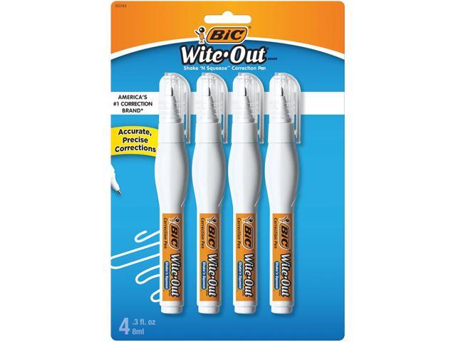 BIC Wite-Out Shake 'N Squeeze Correction Pen, 8 ml, Pack Of 4
