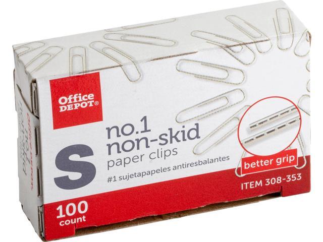Office Depot Brand Paper Clips, No. 1 Regular, Silver, Nonskid Finish, 100 Clips Per
