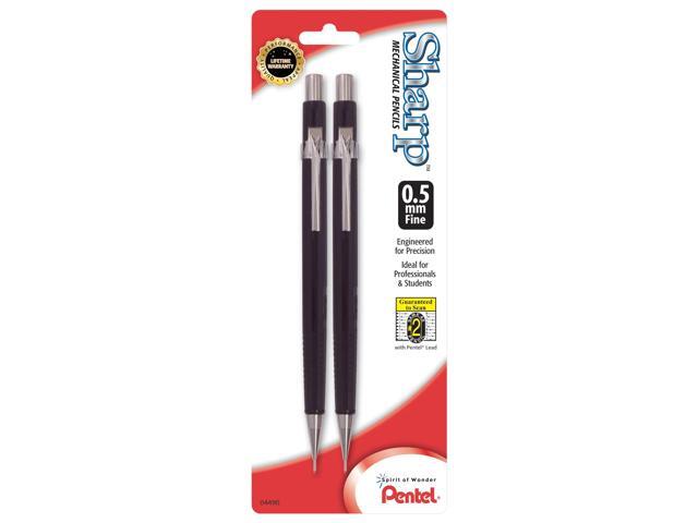 Pentel Automatic Sharp Mechanical Pencils, 0.5 mm, Black, Pack Of 2