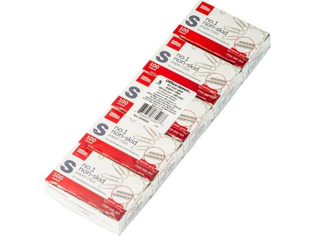 Office Depot® Brand Non-Skid Paper Clips, No. 1, Small, Silver, Pack Of 5 Boxes, 100 Per Box, 500 Total