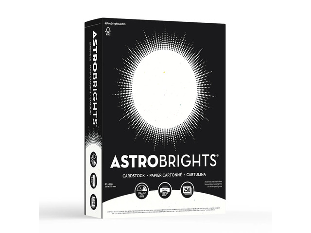 Astrobrights Card Stock, Stardust White, Letter (8.5' x 11'), 65 Lb, Pack Of 250
