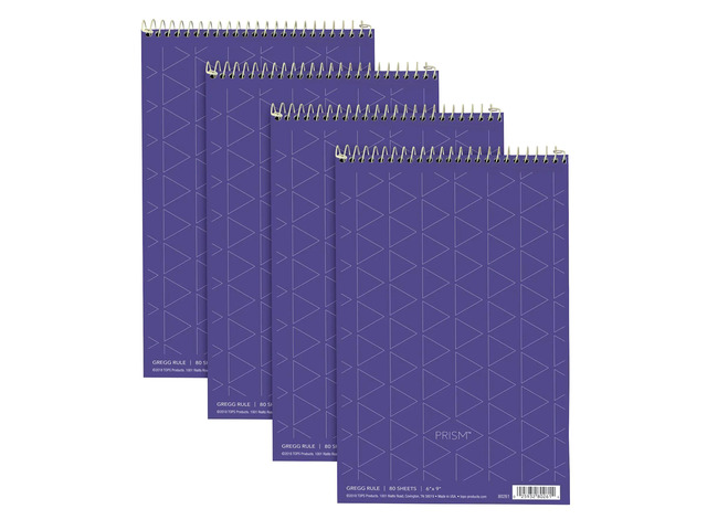 TOPS Prism+ Color Steno Books, 6' x 9', Gregg Ruled, 80 Sheets, Orchid, Pack Of 4