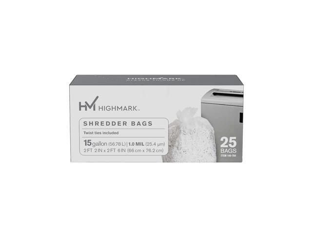 Highmark Shredder Bags, 1 mil, 15 Gallons, Clear, Box Of 25, DP00704