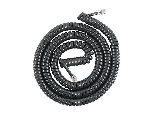 PowerGear Coiled Telephone Cord, 12', Black, 27639