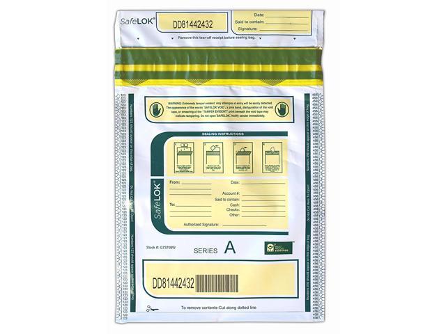Control Group Tamper-Evident Deposit Bags, 9' x 12', White, Pack Of 100