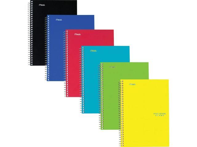 Mead® Five Star® Wire-Bound Notebooks, 9-1/2' x 6', 2 Subject, College Ruled, 80 Sheets, Assorted Colors, Pack Of 6 Notebooks