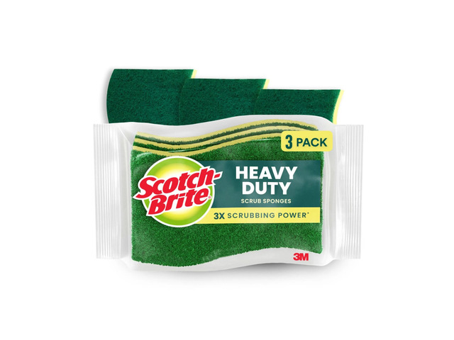Scotch-Brite Heavy Duty Sponges, 3 Scrubbing Sponges, Great For Washing Dishes and Cleaning Kitchen