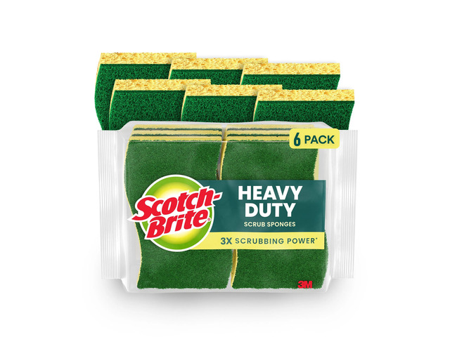 Scotch-Brite Heavy Duty Sponges, 6 Scrubbing Sponges, Great For Washing Dishes and Cleaning Kitchen