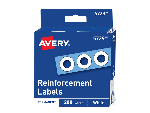 Avery Permanent Self-Adhesive Reinforcement Labels, White, Pack Of 200