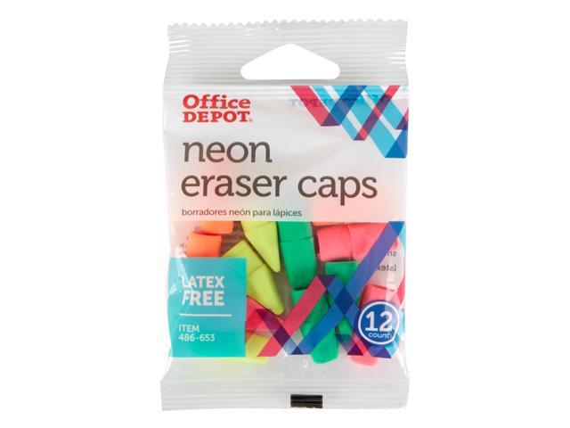 Office Depot® Brand Neon Eraser Caps, Assorted Colors, Pack Of 12