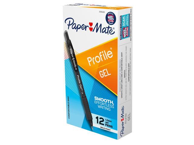 Paper Mate Gel Pen, Profile Retractable Pen, 1.0mm, Black, 12 Count