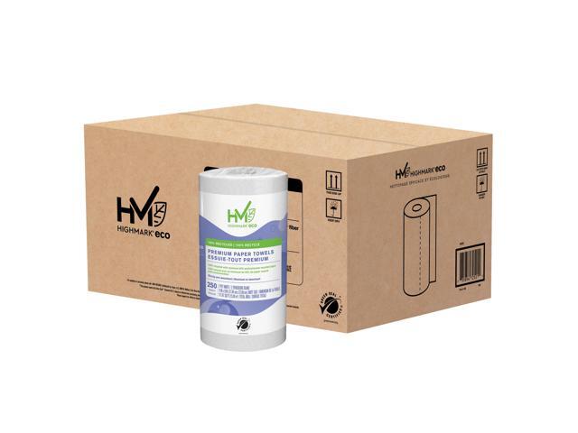 Highmark® ECO 2-Ply Premium Paper Towels, 9' x 11', 100% Recycled, 250 Sheets Per Roll, Pack of 12 Rolls