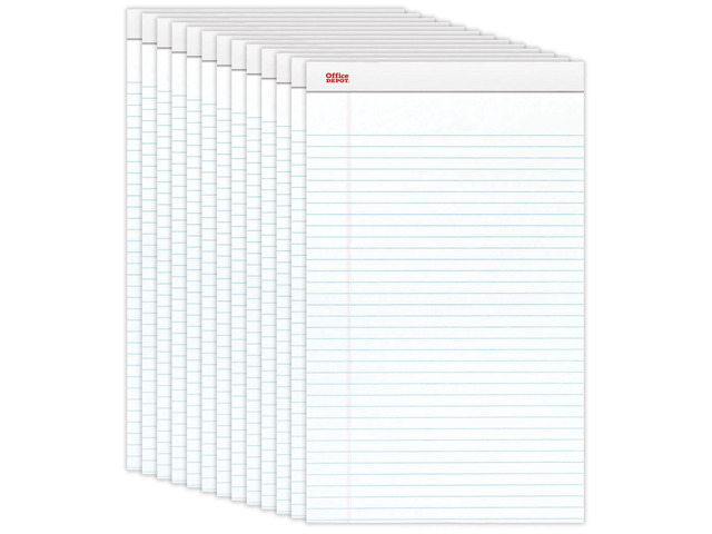 Office Depot Brand Perforated Writing Pads, 8 1/2'''' x 14'''', Legal Ruled, 50 Sheets, Whi