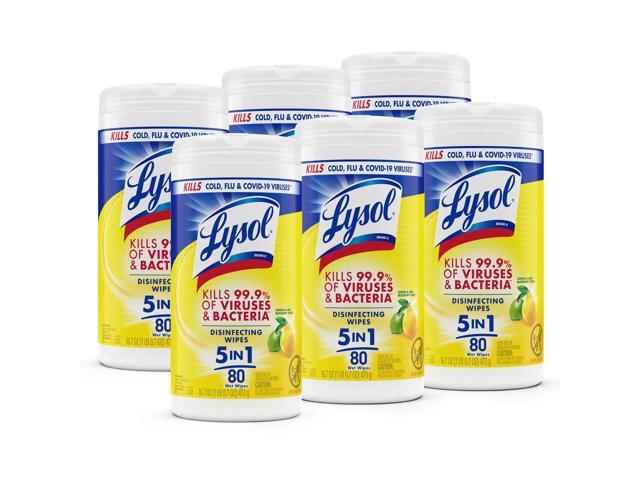 Lysol® Disinfecting Wipes, Lemon & Lime Blossom Scent, 80 Sheets Per Tub, Box Of 6
