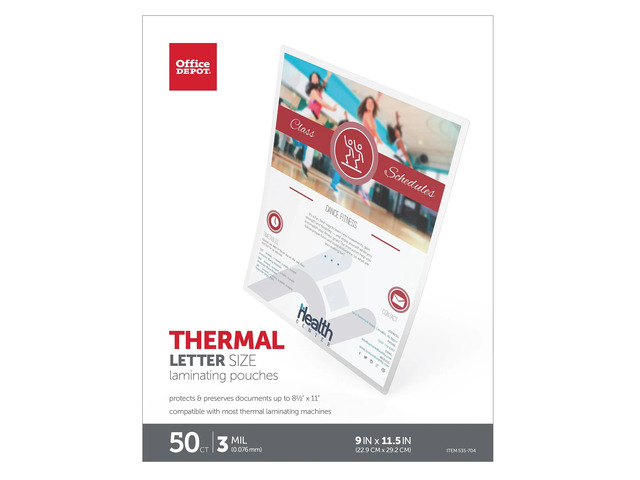 Office Depot Brand Laminating Pouches, Letter Size, 3 Mil, 9' x 11.5', Pack Of 50