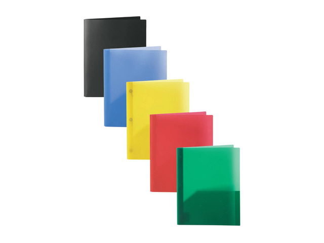 Office Depot Brand 2-Pocket School-Grade Poly Folder with Prongs, Letter Size, Assorted Colors, Pack Of 10
