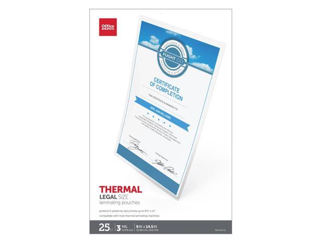 Office Depot® Brand Laminating Pouches, Legal Size, 3 Mil, 9' x 14.5', Pack Of 25