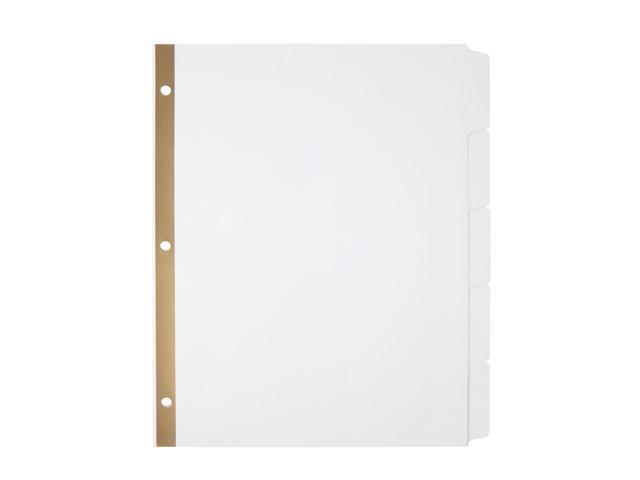 Office Depot 20% Recycled Erasable Big Tab Dividers, 5-Tab, White, 11530