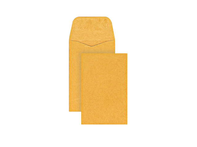 Office Depot Coin Envelopes, #1, 2 1/4in. x 3 1/2in., Brown, Pack Of 500, 77540