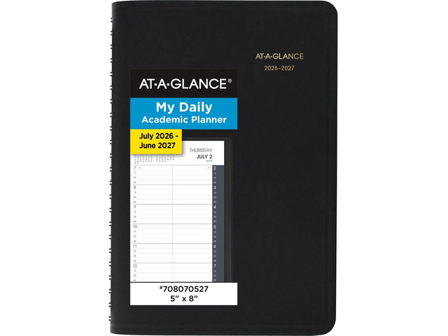AT-A-GLANCE Academic 2026-2027 Daily Appointment Book Planner, Black, Small, 5' x 8'