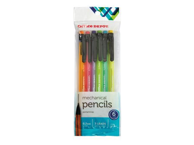 Office Depot HB Mechanical Pencils, 0.7 mm, Assorted Color Barrels, Pack Of 6, OD896751