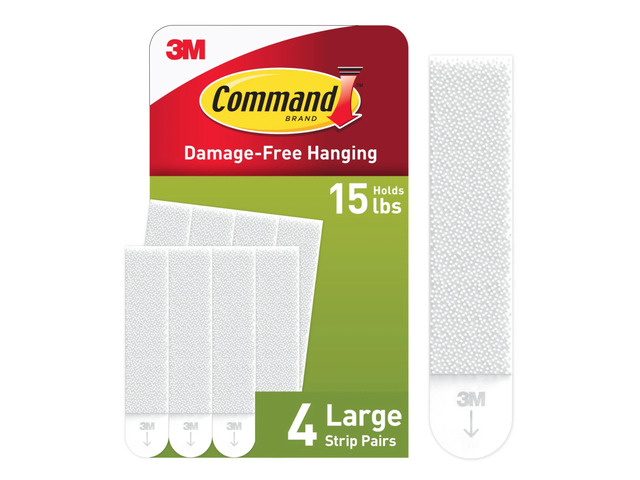 Command Large Picture Hanging Strips, 4 White Adhesive Strip Pairs (8 Strips), Damage Free Hanging Picture Hangers, No Tools Wall Hanging