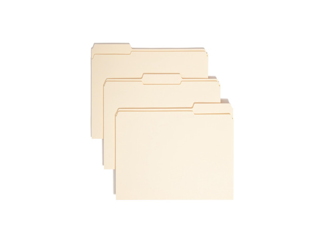 Smead(R) Reinforced Tab Manila File Folders, Letter Size, 1/3 Cut, Box Of 100, 10334