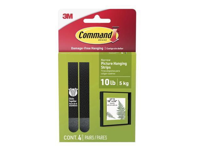 Command Narrow (10lb) Picture Hanging Strips, Black, 4 Pairs (8 strips), 17207BLKES