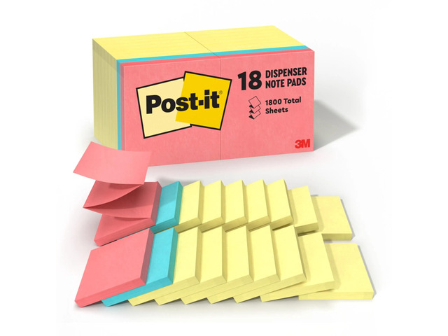 Post-it(R) 3in. x 3in. Pop-up Notes, Canary Yellow, 100 Sheets Per Pad, Pack Of 14 Pads + 4 Bonus Pads, R330-14-4B