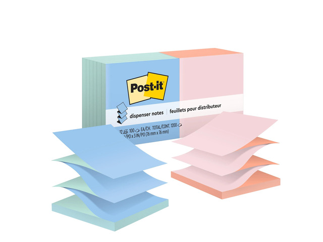 Post-it Pop Up Notes, 12 Pads, 3 in x 3 in, Clean Removal, School Supplies and Office Products, Sticky Notes - R330UALT
