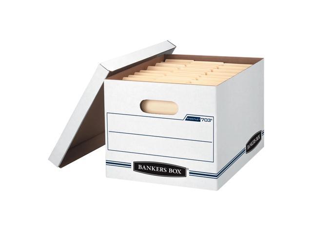 Bankers Box Stor/File Basic Strength 65% Recycled Storage Box, 10in. H x 12in. W x 15in. D, White/Blue, 10 pk, 70317