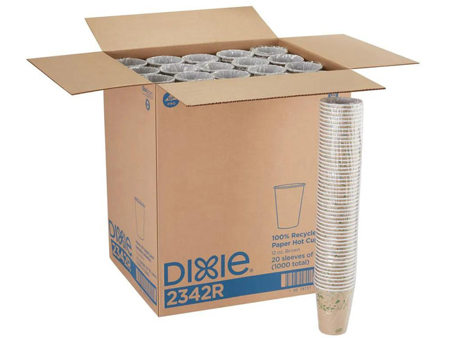 Dixie ecosmart 100% Recycled Fiber Hot Cups, 12 Oz, Brown, 50 Cups Per Pack, Case Of 20 Packs
