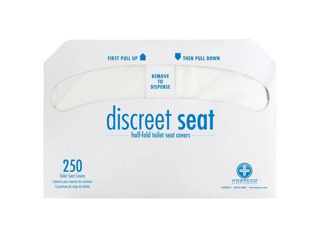Hospeco Discreet Seat Half-Fold Toilet Seat Covers, White, 250 Sheets Per Pack, Case Of 20 Packs