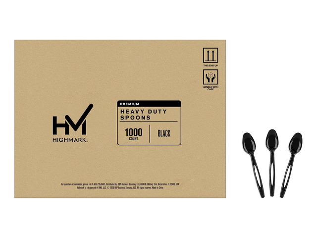 Highmark Full-Sized Plastic Spoons, Black, Box Of 1000, 3585490694