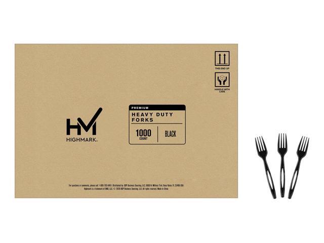 Highmark Full-Sized Plastic Forks, Black, Box Of 1000, 3585490693