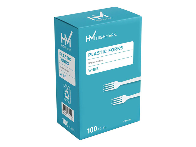 Highmark Medium-Length Polystyrene Forks, Pack Of 100, 11592