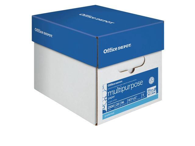 Office Depot® Multi-Use Printer & Copy Paper, 5 Reams, White, Letter (8.5' x 11'), 2500 Sheets Per Case, 20 Lb, 96 Brightness, 58288