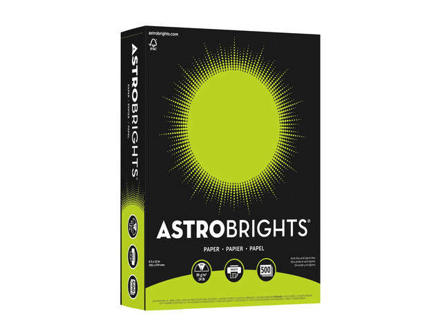 Neenah Astrobrights Bright Color Paper, 8 1/2in. x 11in., 24 Lb, FSC Certified, Terra Green, Ream Of 500 Sheets, 21588