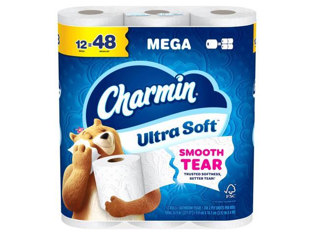 Charmin Ultra Soft 2-Ply Toilet Paper, 4' x 4', 208 Sheets Per Roll, Pack Of 12 Mega Rolls