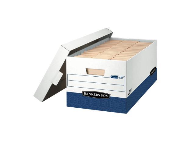 Bankers Box Presto Heavy-Duty Storage Boxes, Letter Size, 24' x 12' x 10', White/Blue, Case Of 12 - 0063610
