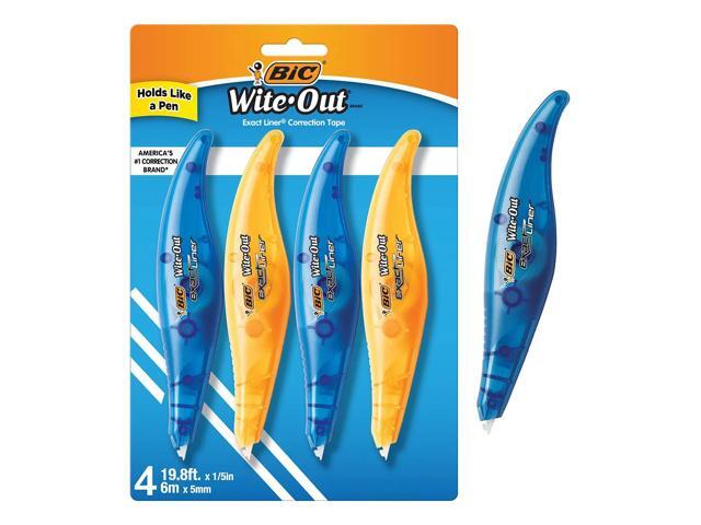 BIC Wite-Out Brand Exact Liner Correction Tape, 19.6 Feet, White, Fast, Clean and Easy to Use Tear-Resistant Tape, 4-Count