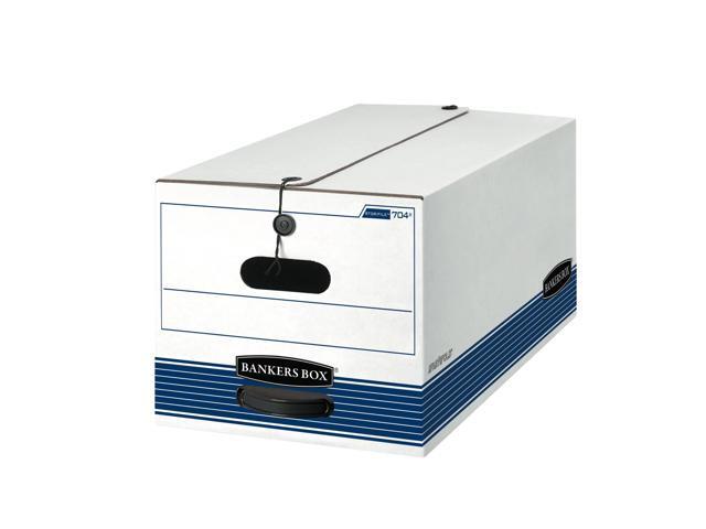 Bankers BoxÂ® Stor/File FastFoldÂ® Medium-Duty Storage Boxes, Letter Size, 24D x 12' x 10', White/Blue, Case Of 12 - 00704