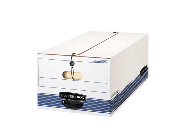 Bankers Box Stor/File Medium-Duty Storage Boxes, Legal Size, 24' x 15' x 10', White/Blue, Case Of 12 - 70504
