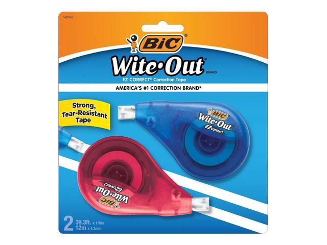 BIC Wite-Out EZ Correct Correction Tape, White, No Dry Time, Tear Resistant Tape, 2-Count