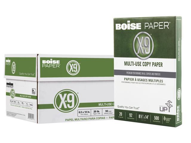 Boise® X-9® Multi-Use Printer & Copy Paper, 10 Reams, White, Legal (8.5' x 14'), 5000 Sheets Per Case, 20 Lb, 92 Brightness